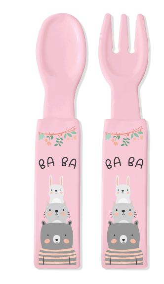 MSCshoping N173 CUTLERY SET WITH BA BA BEAR DESIGN (Made to order)