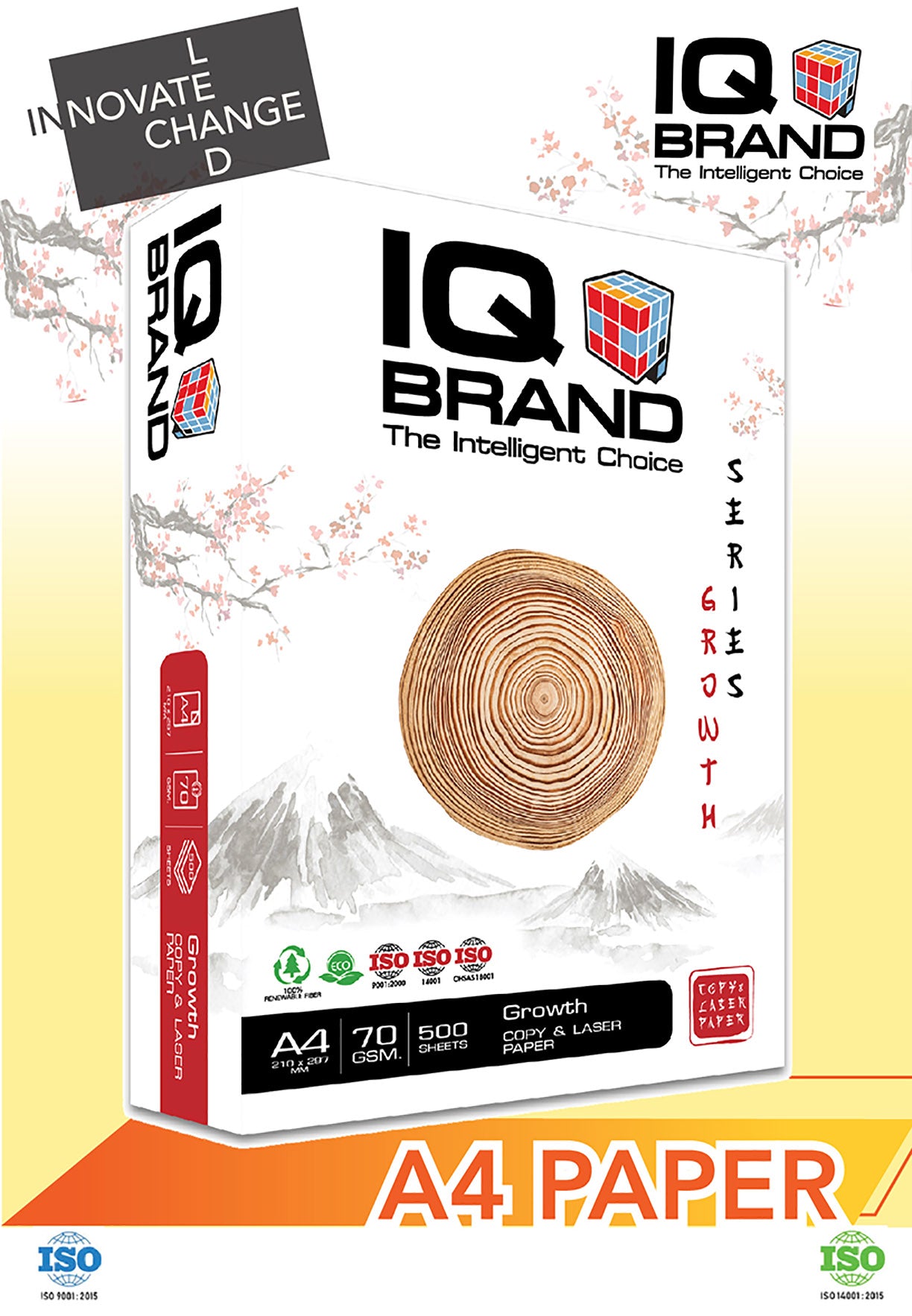 IQ Brand (5รีม) กระดาษ A4 ปริ้น-ถ่ายเอกสาร 70 แกรม 500 แผ่น/รีม (1กล่อง/5รีม) (Made to order )